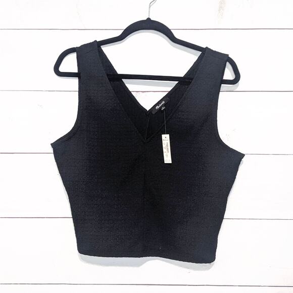 NWT Madewell V-Neck Sleeveless Crop Top Black Women's Size Large Style NL022 - Picture 5 of 11